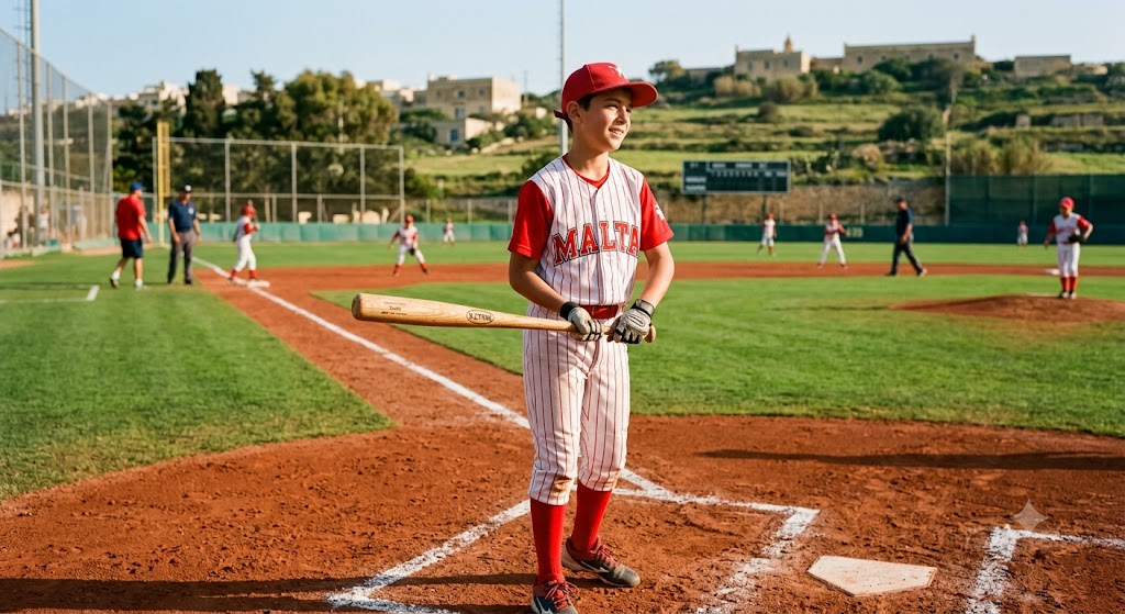 A young baseball player holding a wooden baseball bat on a baseball field.